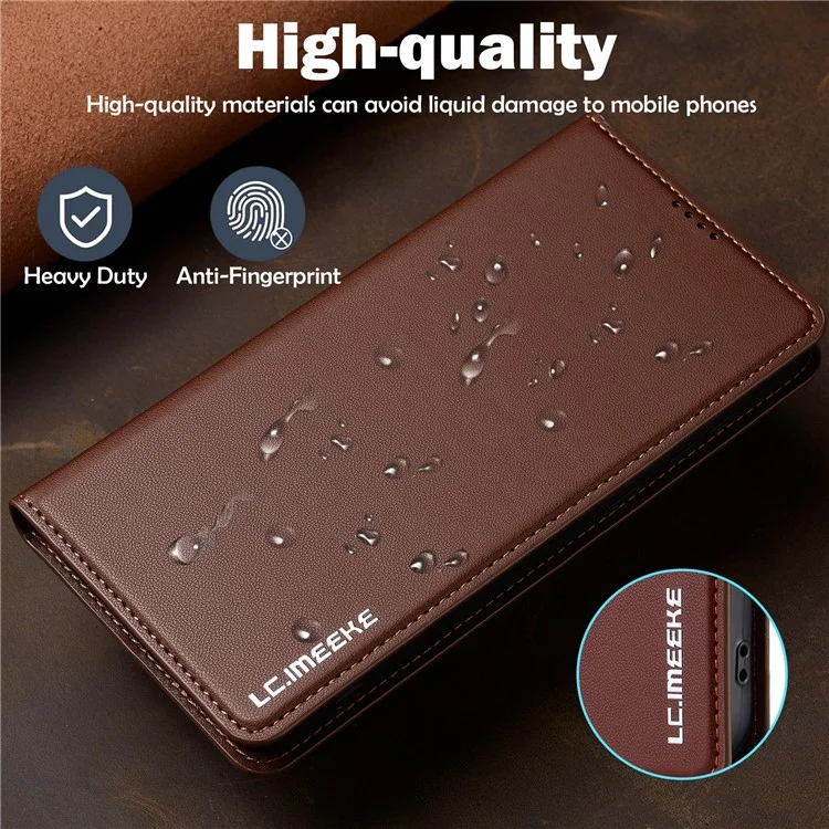 Lc. Serie Imeeke L1 Para Samsung Galaxy A34 5G Case PU Cuero de Cuero Soporte Protectora Tubo de Teléfono - Marrón