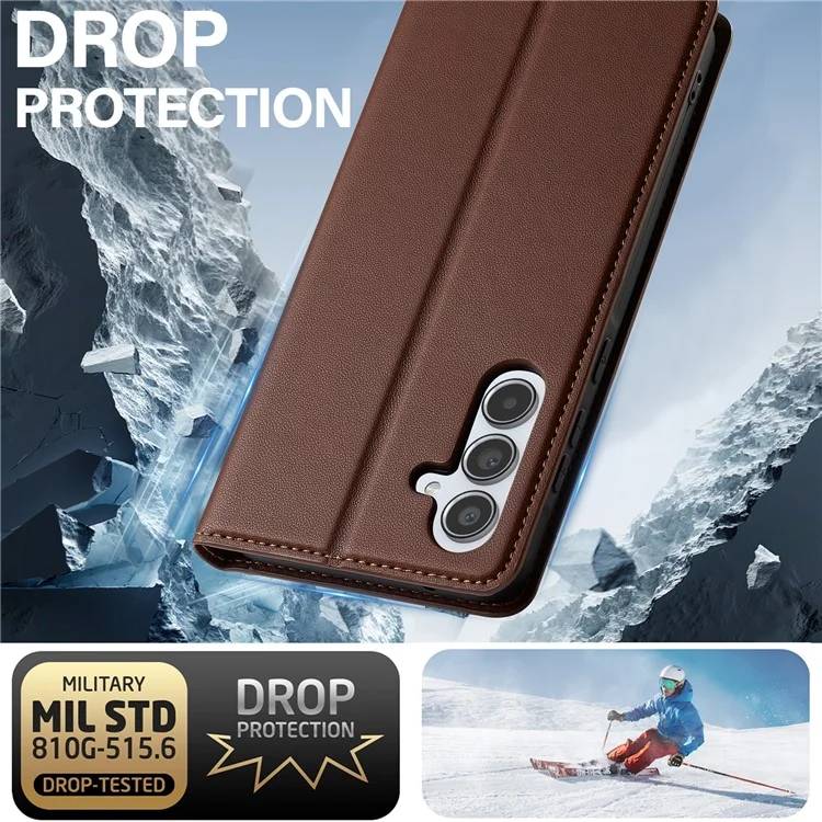 Lc. Serie Imeeke L1 Para Samsung Galaxy A34 5G Case PU Cuero de Cuero Soporte Protectora Tubo de Teléfono - Marrón