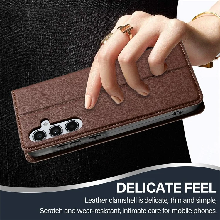 Lc. Serie Imeeke L1 Para Samsung Galaxy A34 5G Case PU Cuero de Cuero Soporte Protectora Tubo de Teléfono - Marrón