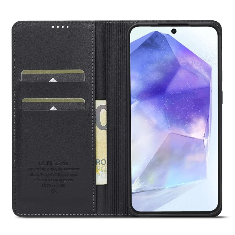 Lc. Serie Imeeke L1 Para Samsung Galaxy A35 5G Case PU pu Cuero Stand Cubierta de Teléfono Protector - Negro