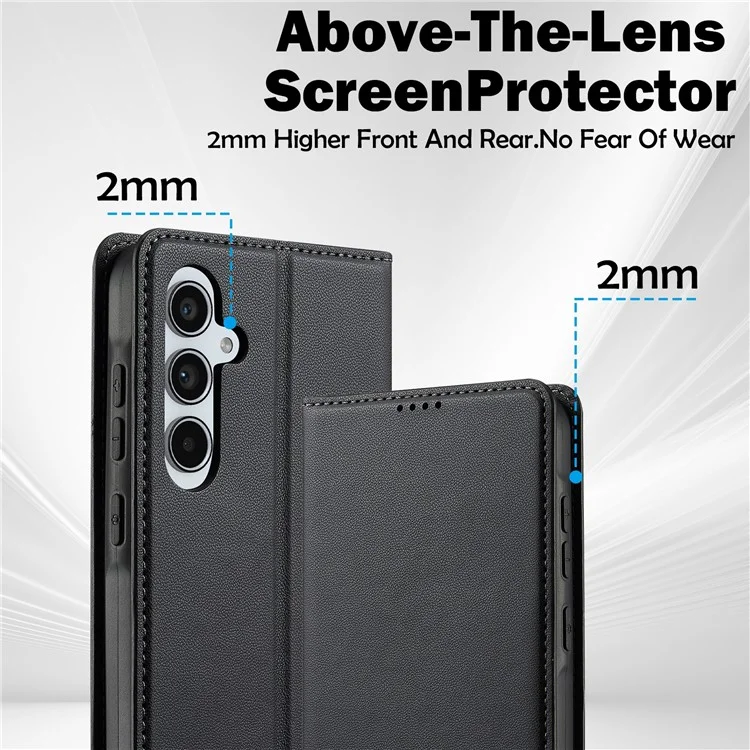 Lc. Serie Imeeke L1 Para Samsung Galaxy A35 5G Case PU pu Cuero Stand Cubierta de Teléfono Protector - Negro