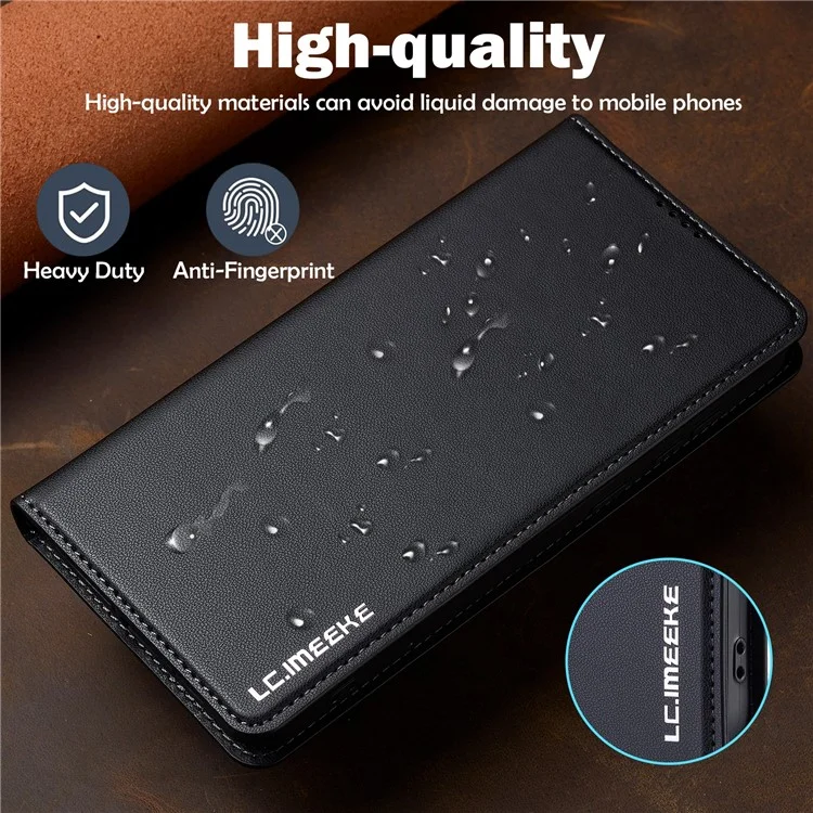 Lc. Serie Imeeke L1 Para Samsung Galaxy A35 5G Case PU pu Cuero Stand Cubierta de Teléfono Protector - Negro