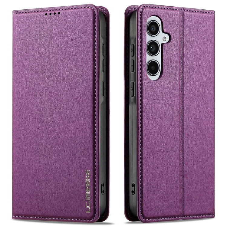 Lc. Serie Imeeke L1 Para Samsung Galaxy A14 4G / 5G Case PU Pula Billetera de Cuero Tapa Protectora de Teléfono - Púrpura