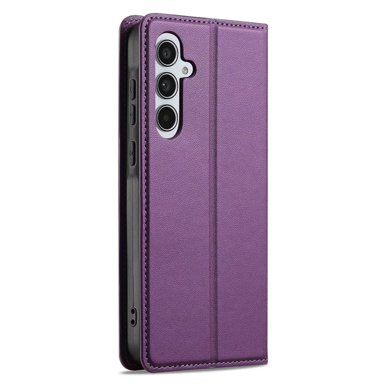Lc. Serie Imeeke L1 Para Samsung Galaxy A14 4G / 5G Case PU Pula Billetera de Cuero Tapa Protectora de Teléfono - Púrpura