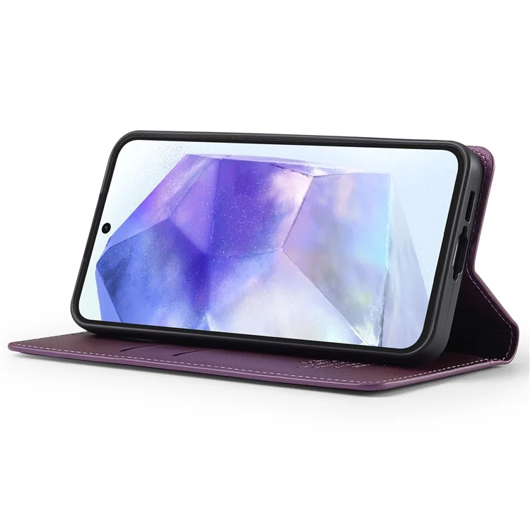 Lc. Serie Imeeke L1 Para Samsung Galaxy A14 4G / 5G Case PU Pula Billetera de Cuero Tapa Protectora de Teléfono - Púrpura