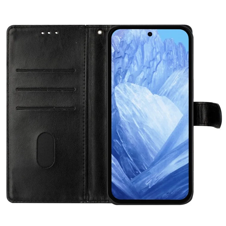 Für Google Pixel 9 Pro XL Wallet Phone Case Butterfly Floral Imprint Leather Flip Cover - Schwarz