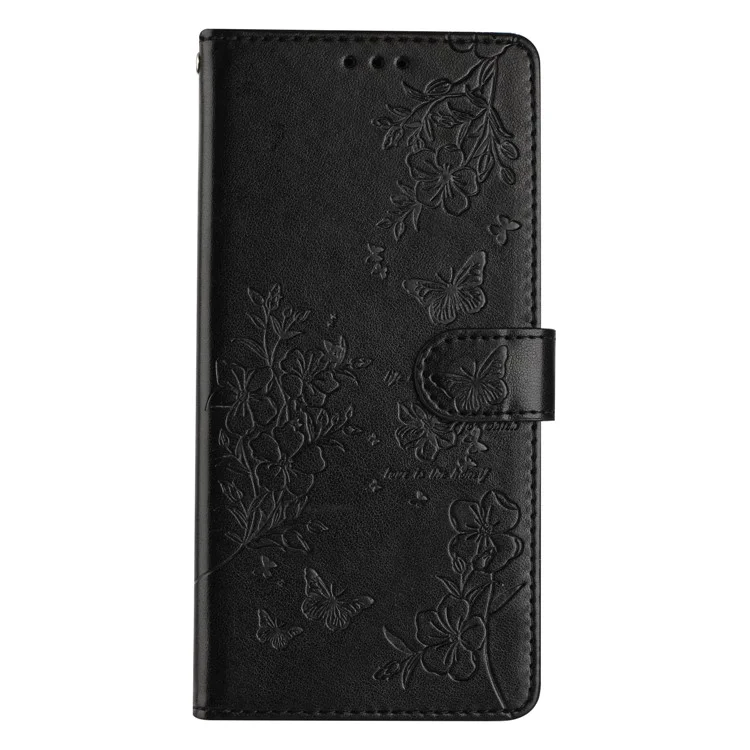 Für Google Pixel 9 Pro XL Wallet Phone Case Butterfly Floral Imprint Leather Flip Cover - Schwarz