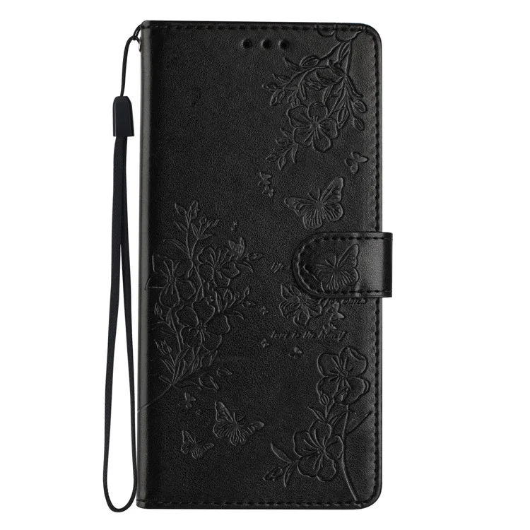 For Honor 200 5G Wallet Phone Case Butterfly Floral Imprint Leather Flip Cover - Black