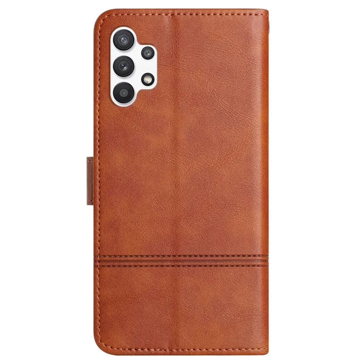 Pour Samsung Galaxy A13 4G Téléphone Portable Case Portefeuille Texture Cow Texture Style Business pu Leather Line Decor Cover Phone Cover - Brun