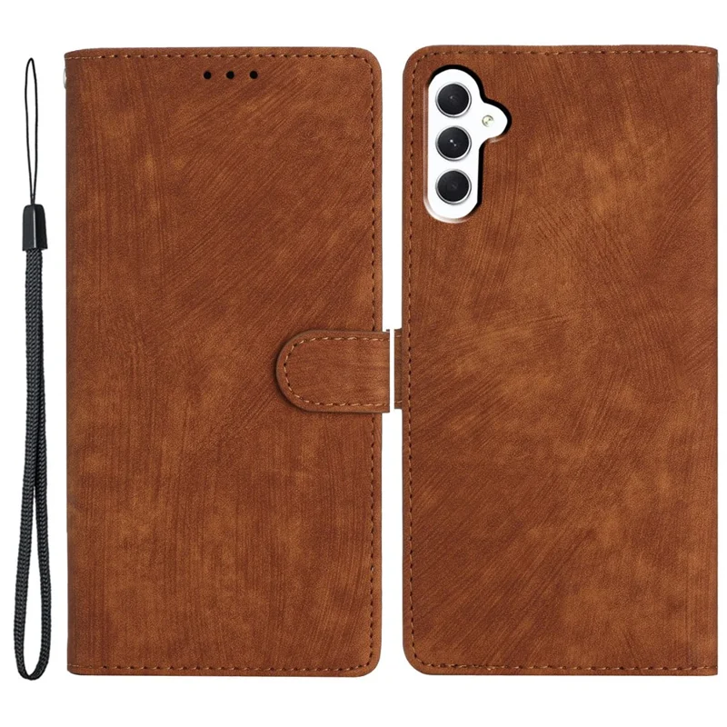 For Samsung Galaxy A16 5G / A16 4G Case with Card Clots Skin-Touch PU Leather Phone Cover Stand - Brown
