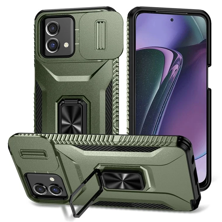 Per Motorola Moto G Stylus 5G (2023) Custodia Camshield Supporto TPU+PC Anti-Scivolo Cover per Telefono - Verde