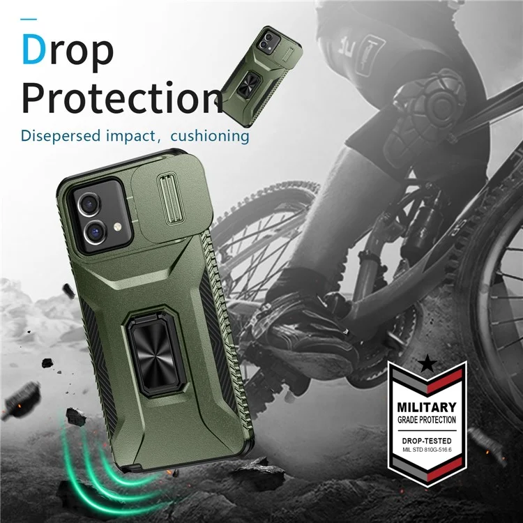 Per Motorola Moto G Stylus 5G (2023) Custodia Camshield Supporto TPU+PC Anti-Scivolo Cover per Telefono - Verde