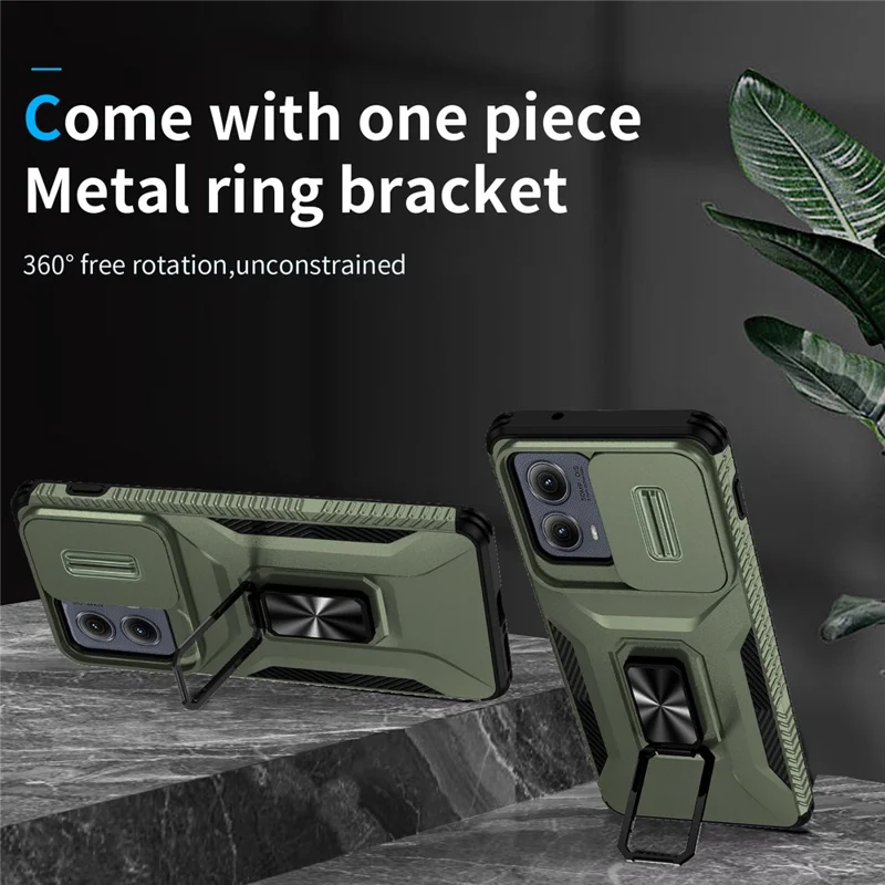 For Motorola Edge (2024) 5G Case Camshield Kickstand TPU+PC Anti-Slip Phone Cover - Green