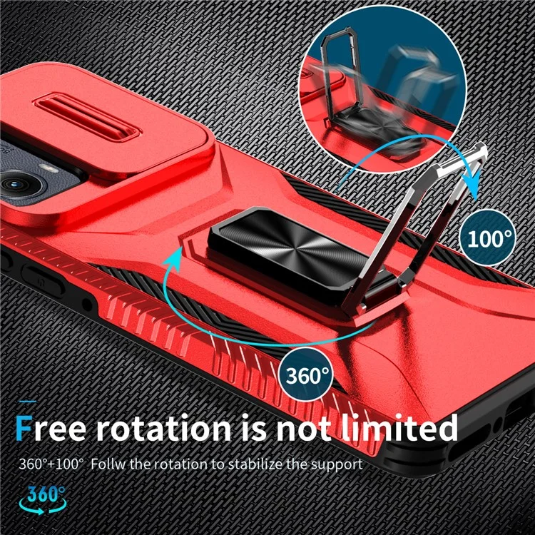 For Motorola Edge (2024) 5G Case Camshield Kickstand TPU+PC Anti-Slip Phone Cover - Red
