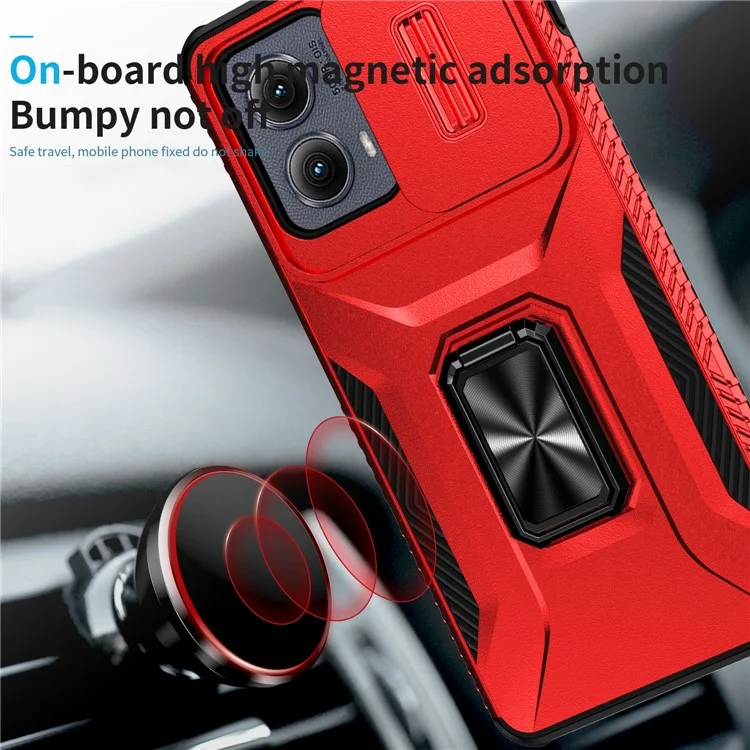 For Motorola Edge (2024) 5G Case Camshield Kickstand TPU+PC Anti-Slip Phone Cover - Red