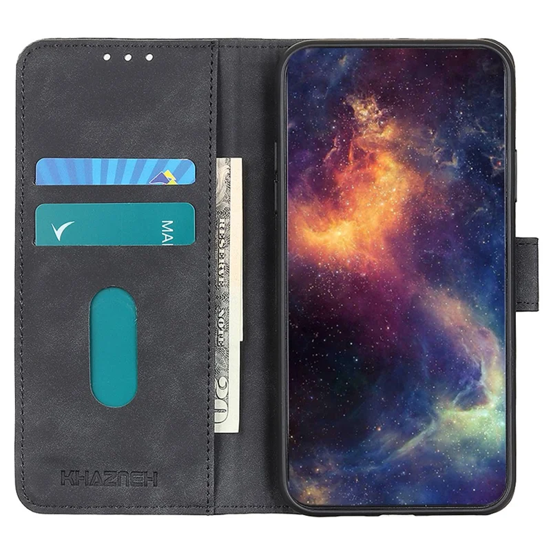 KHAZNEH For Samsung Galaxy A16 5G / A16 4G Case Retro PU Leather Wallet Stand Phone Cover - Black