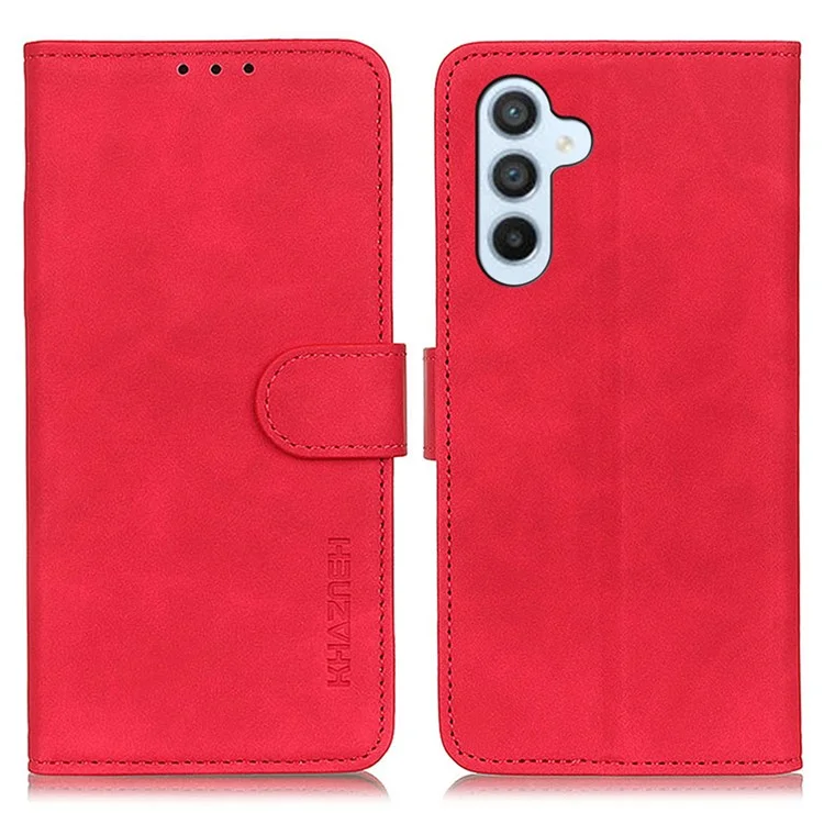 KHAZNEH para Samsung Galaxy A16 5G / A16 4G Carcasa Retro de Cuero PU Cartera Soporte para Teléfono - Rojo