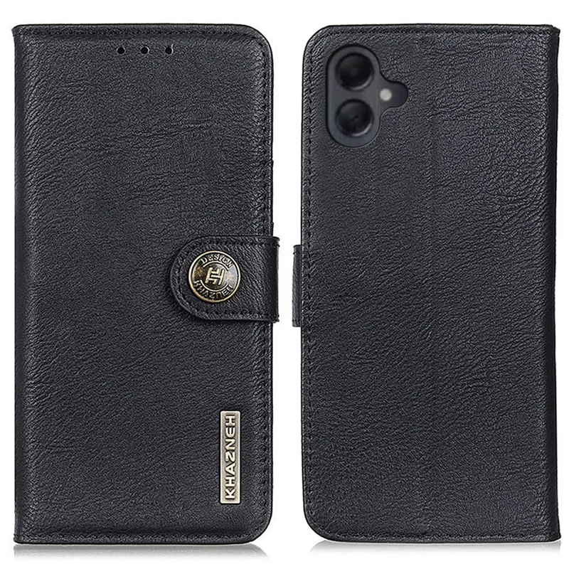 KHAZNEH For Samsung Galaxy A06 4G Wallet Case Cowhide Texture Leather Flip Phone Cover - Black