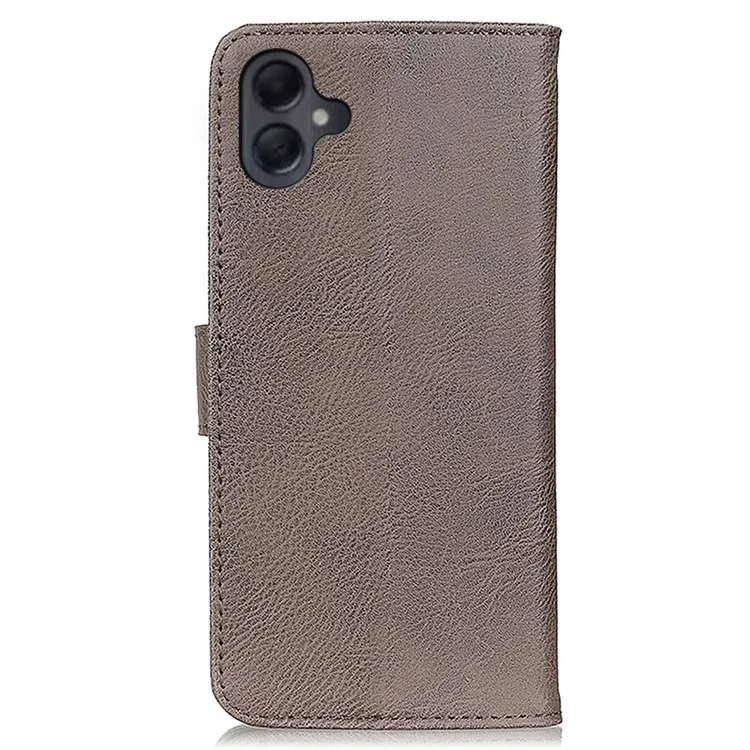 KHAZNEH Para Samsung Galaxy A06 Capa Carteira Couro de Vaca Texturizado Leather Flip Phone Cover - Cáqui