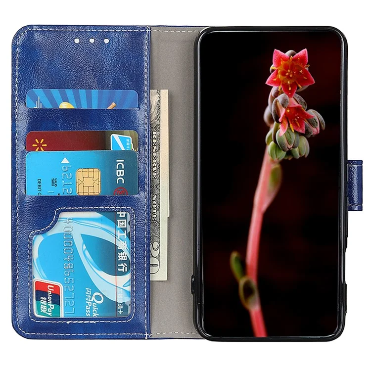 For OnePlus Nord 4 Case Crazy Horse Texture Leather Phone Wallet Cover - Blue