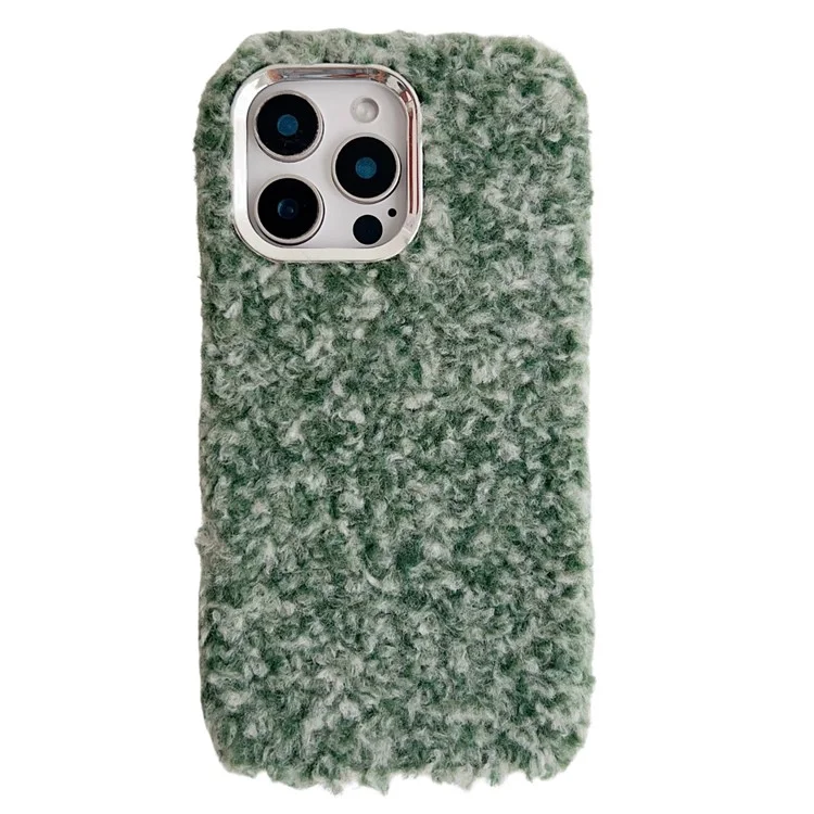 For iPhone 16 Pro Case Wool-Like Plush Soft TPU Protective Phone Cover - Green