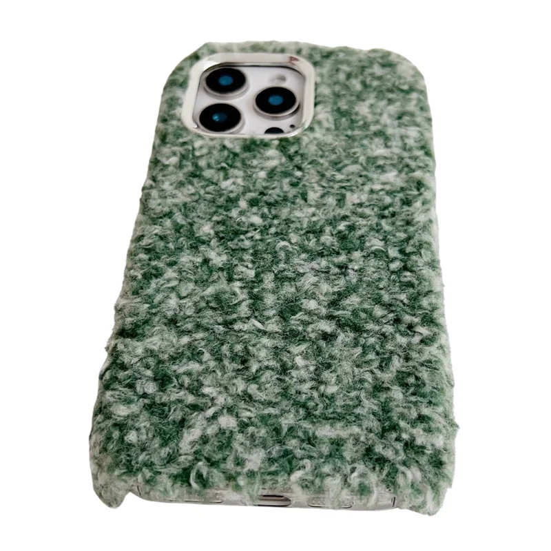 For iPhone 16 Pro Case Wool-Like Plush Soft TPU Protective Phone Cover - Green