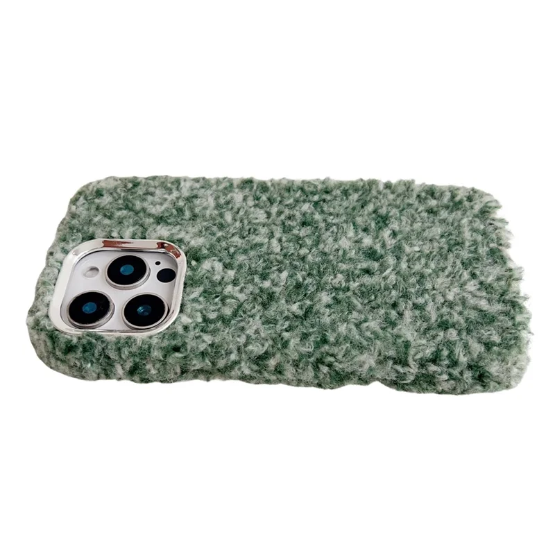 For iPhone 16 Pro Case Wool-Like Plush Soft TPU Protective Phone Cover - Green