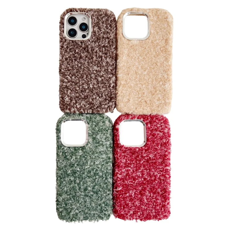 For iPhone 16 Pro Case Wool-Like Plush Soft TPU Protective Phone Cover - Green