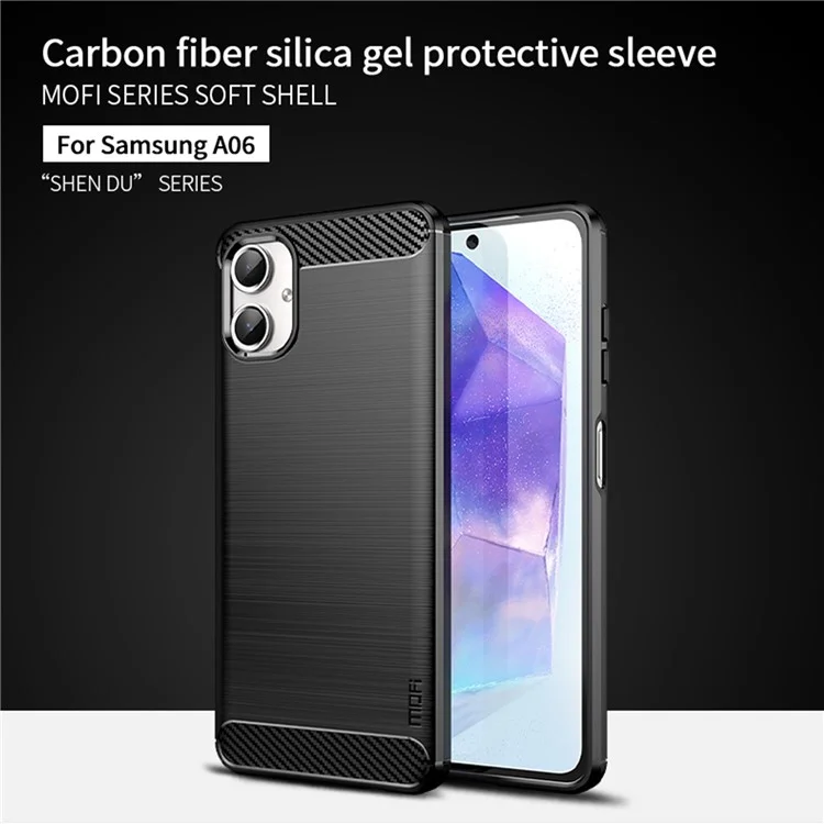 MOFI JK TPU Serie-1 per Samsung Galaxy A06 Case Carbon Fiber Texture TPU Soft Phone Cover - Nero