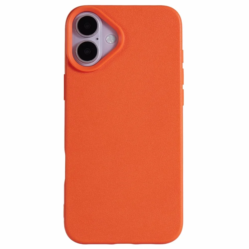 Voor iPhone 16 Plus hoesje Litchi structuur TPU Stootvaste telefoonhoes - Oranje