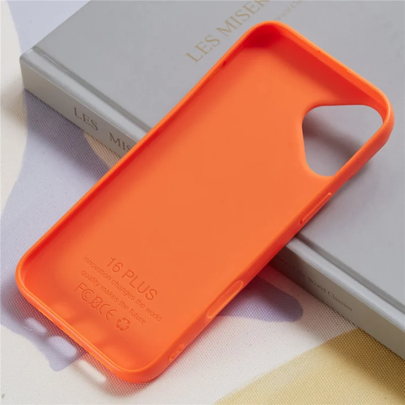 Voor iPhone 16 Plus hoesje Litchi structuur TPU Stootvaste telefoonhoes - Oranje