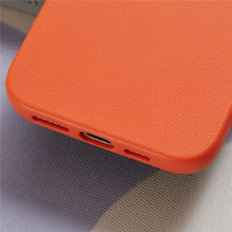 Voor iPhone 16 Plus hoesje Litchi structuur TPU Stootvaste telefoonhoes - Oranje