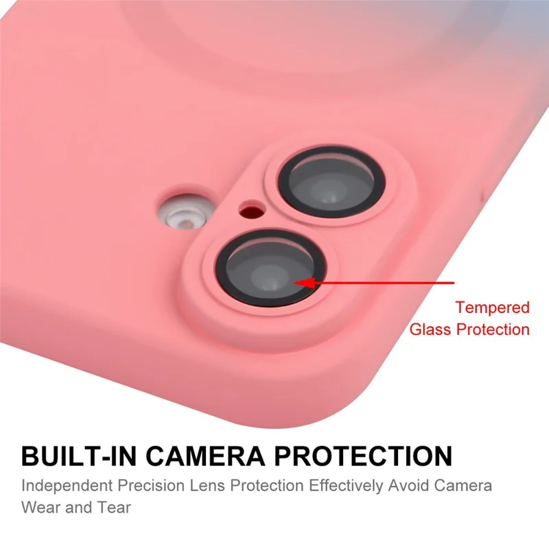 ENAKY HAT PRINCE For iPhone 16 Plus Case Silicone Cover Lens Protection - Pink+Rose