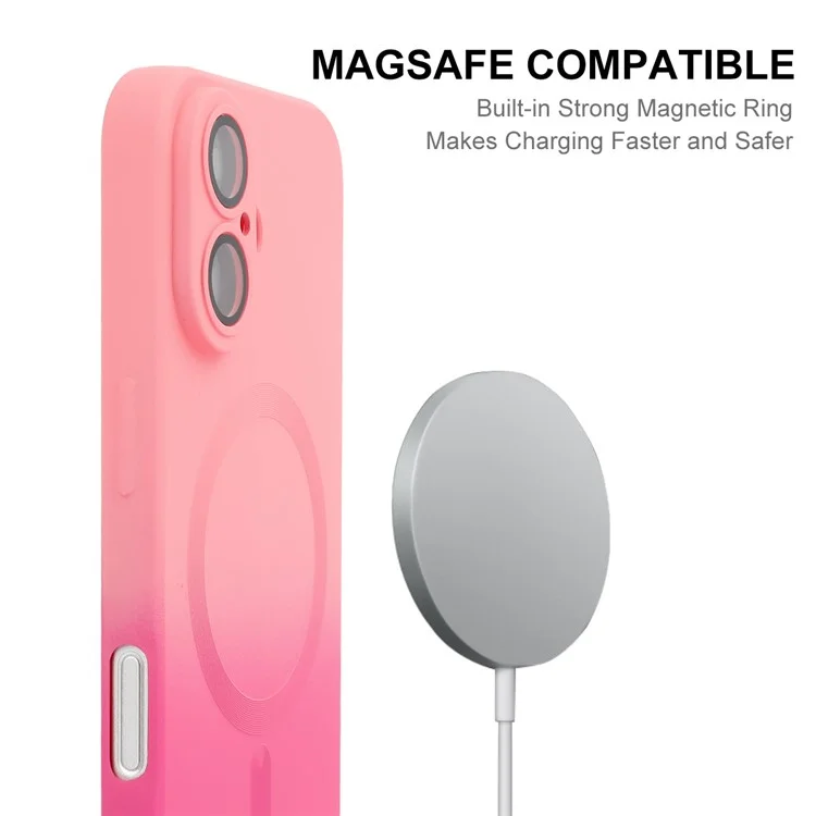 ENAKY HAT PRINCE For iPhone 16 Case Silicone Cover Lens Protection - Pink+Rose