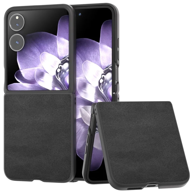 Para Xiaomi Mix Flip 5G Case de Vajilla Textura Hard PC+PU Cubierta de Teléfono Protector - Negro