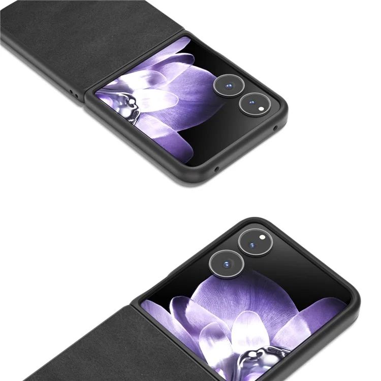 Para Xiaomi Mix Flip 5G Case de Vajilla Textura Hard PC+PU Cubierta de Teléfono Protector - Negro