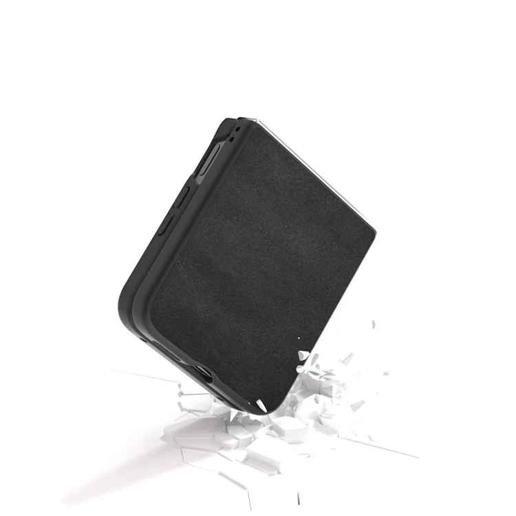 Para Xiaomi Mix Flip 5G Case de Vajilla Textura Hard PC+PU Cubierta de Teléfono Protector - Negro