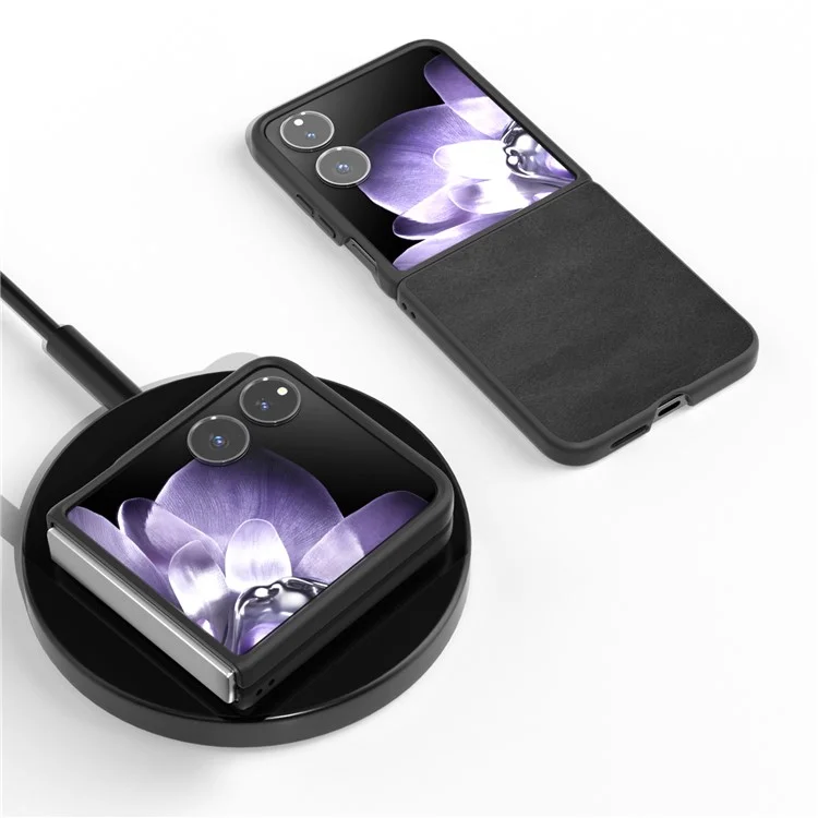 Para Xiaomi Mix Flip 5G Case de Vajilla Textura Hard PC+PU Cubierta de Teléfono Protector - Negro