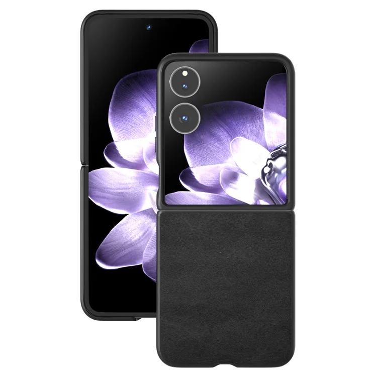 Para Xiaomi Mix Flip 5G Case de Vajilla Textura Hard PC+PU Cubierta de Teléfono Protector - Negro