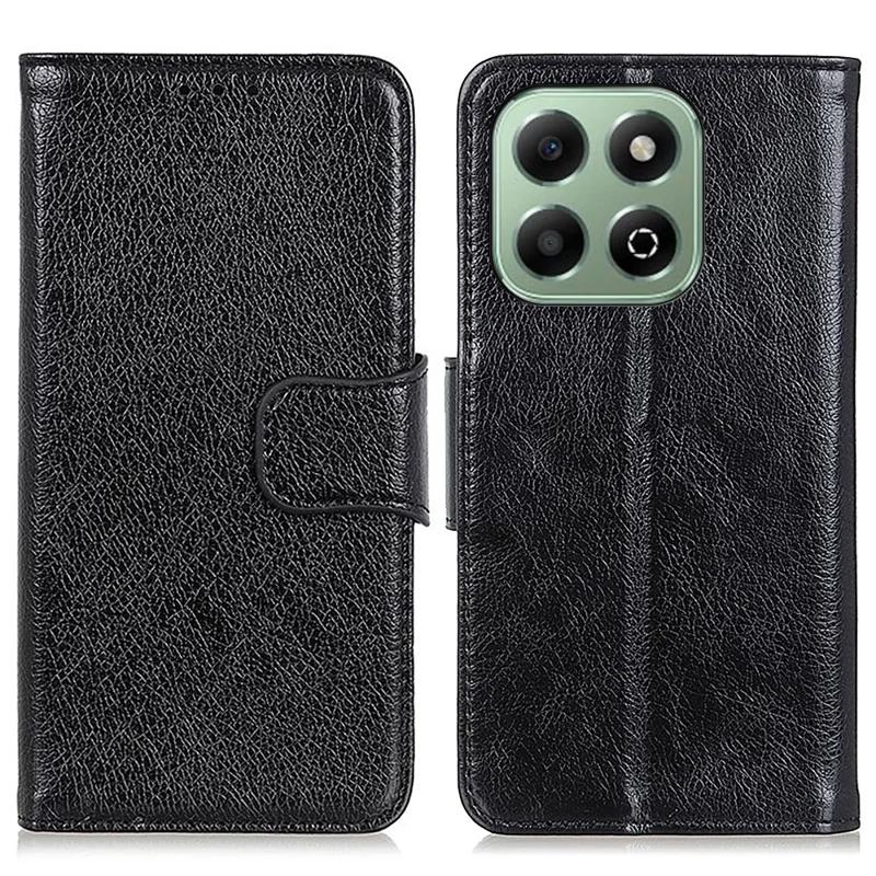 For Honor X6b 4G Case Nappa Texture Split Leather Wallet Phone Cover - Black