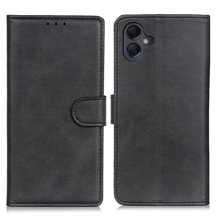Para Samsung Galaxy A06 Stand Wallet Case Textura de Textura de Textura de Capela Tape - Preto