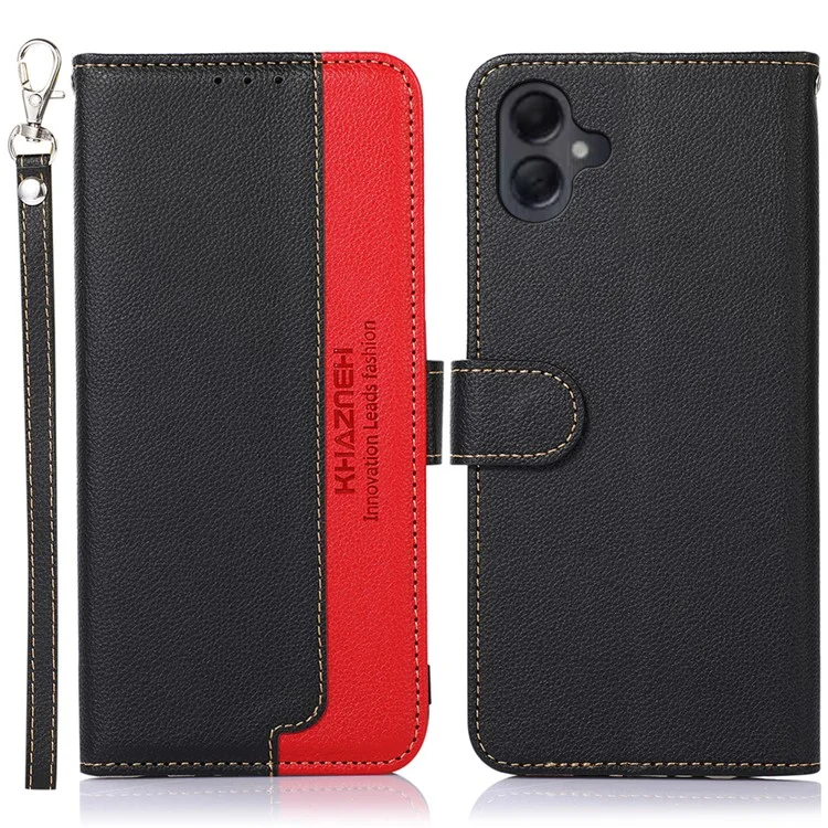 Khazneh Для Samsung Galaxy A06 Case RFID Blocking Wallet Кожаный Телефон PU - Черный