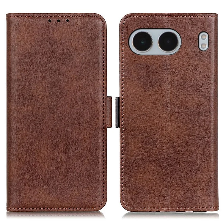 Para OnePlus Nord 4 Case Stand Cow Wide Texture PU Cubierta de Teléfono de Cuero - Marrón