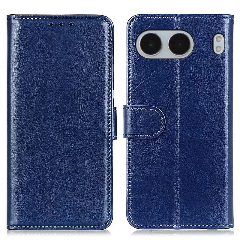 For OnePlus Nord 4 Case Crazy Horse Texture PU Leather Phone Stand Cover - Blue