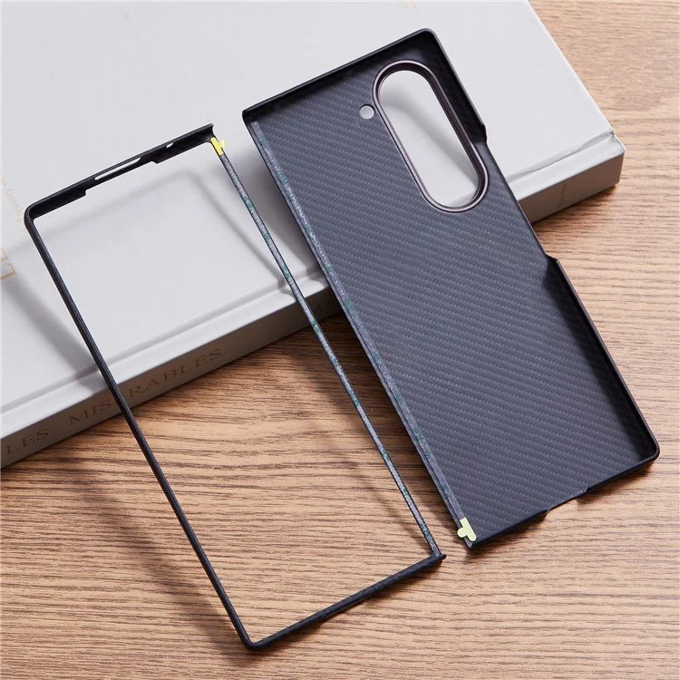 Per Samsung Galaxy Z Fold6 5G Case 600D Fine Texture Aramid Fiber Phone Cover with Metal Lens Frame - Nero