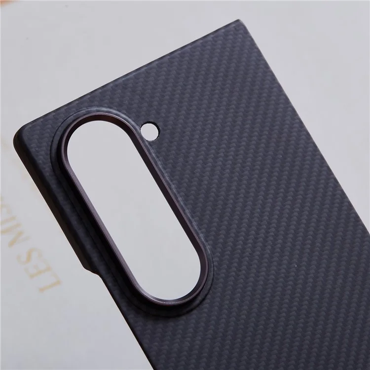 Per Samsung Galaxy Z Fold6 5G Case 600D Fine Texture Aramid Fiber Phone Cover with Metal Lens Frame - Nero