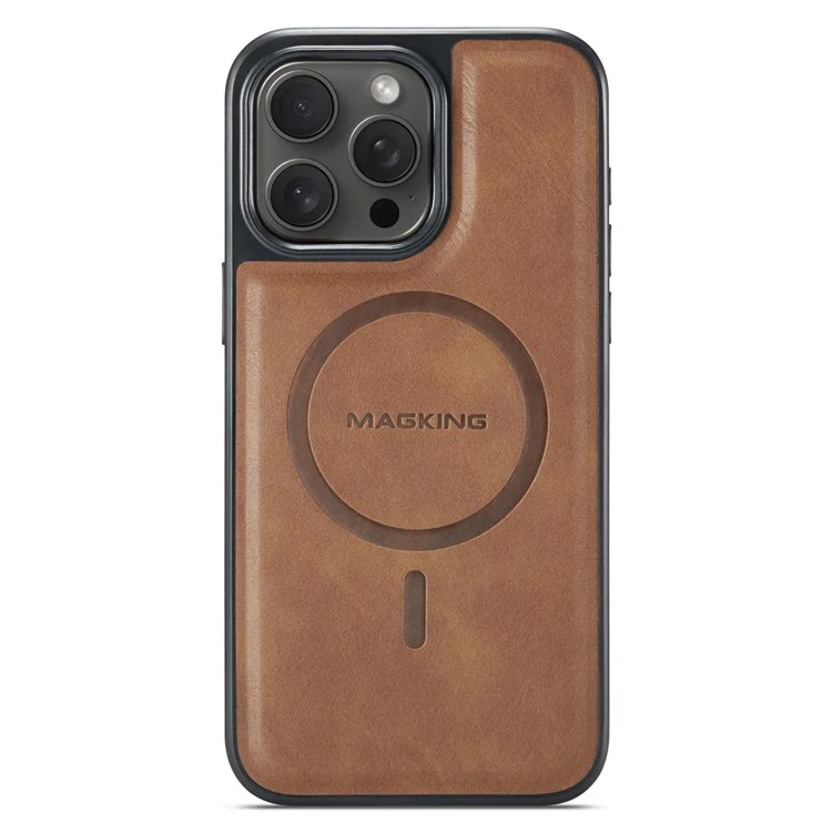 Maging K1 Series Для Iphone 16 Pro Magnetic Case PC+TPU+PU Shotpereper Thenge Cover Covere - Коричневый