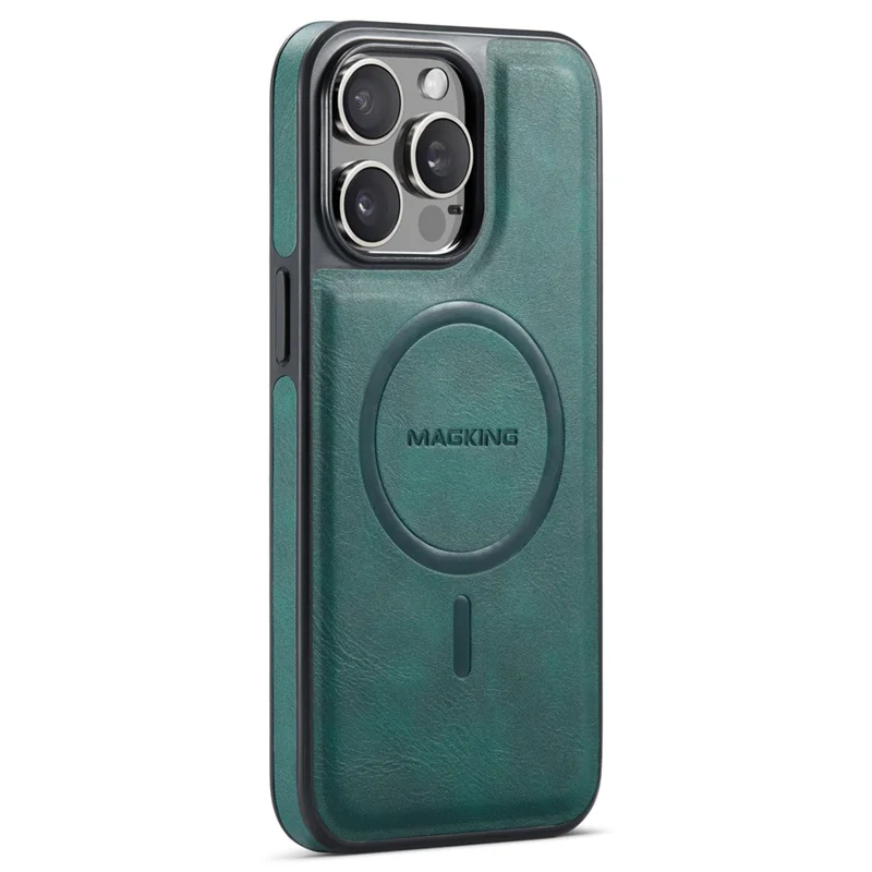 Магнитная Серия K1 Для Iphone 16 Pro Max Magnetic Case PC+TPU+PU Shotpereper Chetle Cope Cope - Зеленый
