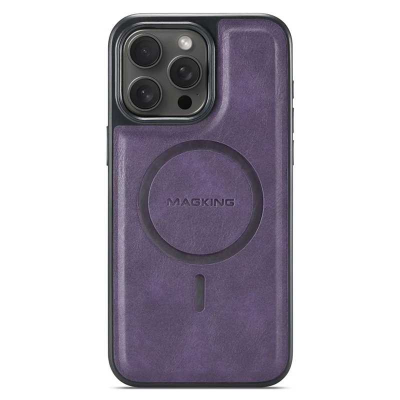 Maging K1 Series Для Iphone 14 Pro Magnetic Case PC+TPU+PU Shotpereper Thone Cover Cover Cover - Фиолетовый