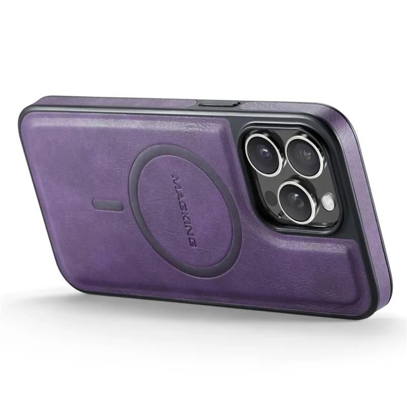 Maging K1 Series Для Iphone 14 Pro Magnetic Case PC+TPU+PU Shotpereper Thone Cover Cover Cover - Фиолетовый
